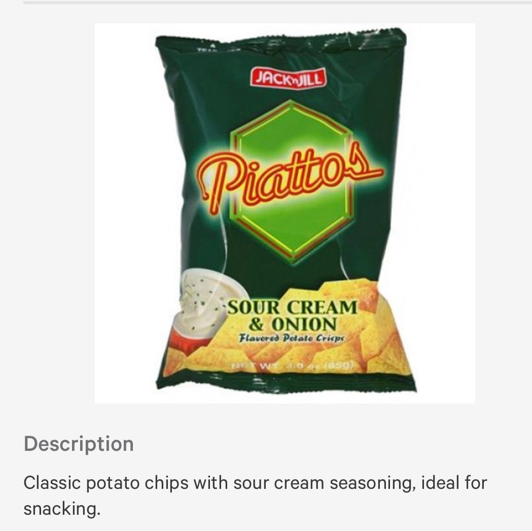 Piattos sour cream & onion